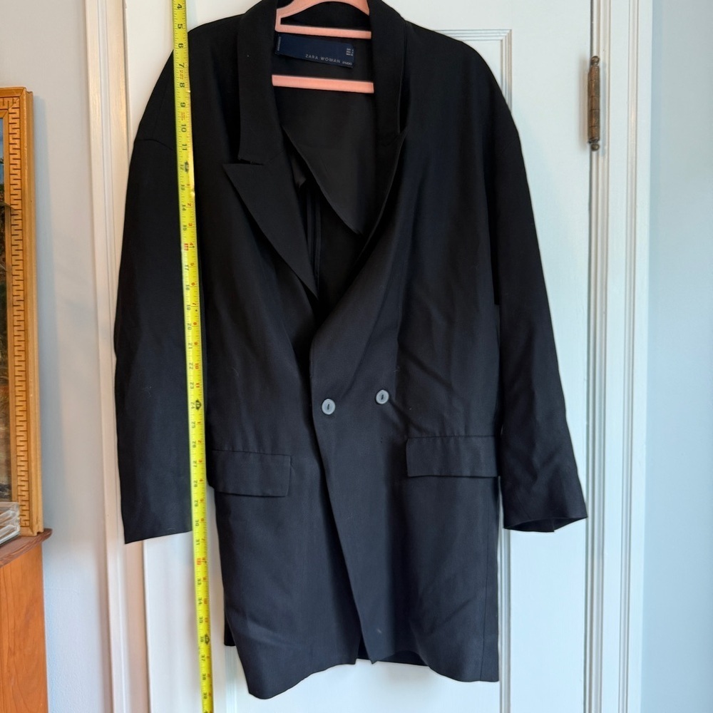 Zara Woman Studio Oversized Blazer | Black | Double-Breasted | Size Small | Flaw